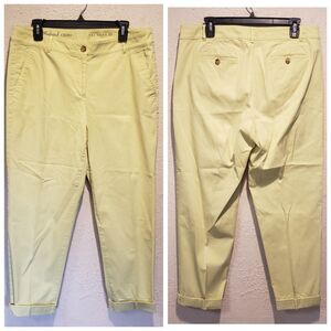 Talbots Pants Womens 10 Yellow Weekend Chino Stretch Pockets Skinny Leg Casual